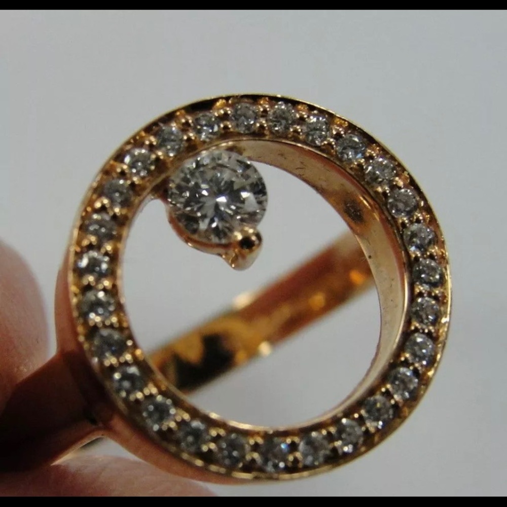 Rare 18k Pink Gold Movado Ono Diamond Ring Size 6